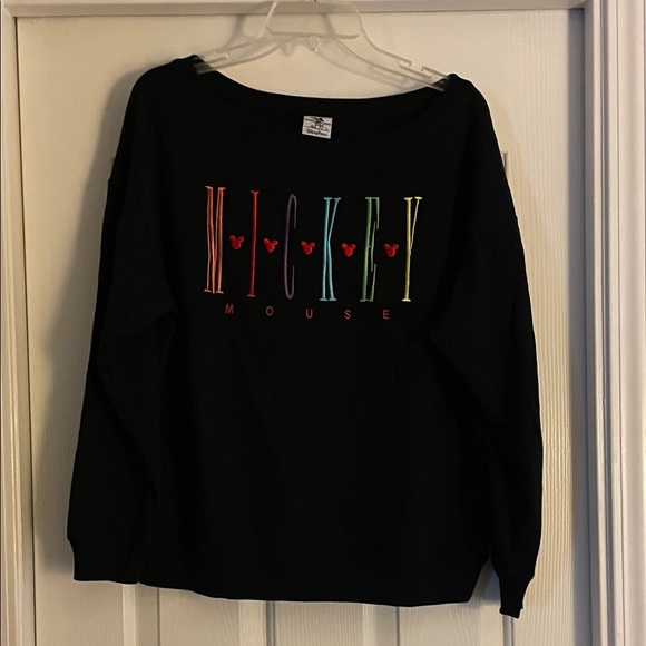 Disney Parks Black Sweater with Colorful Mickey Mouse Design size L - Picture 3 of 5